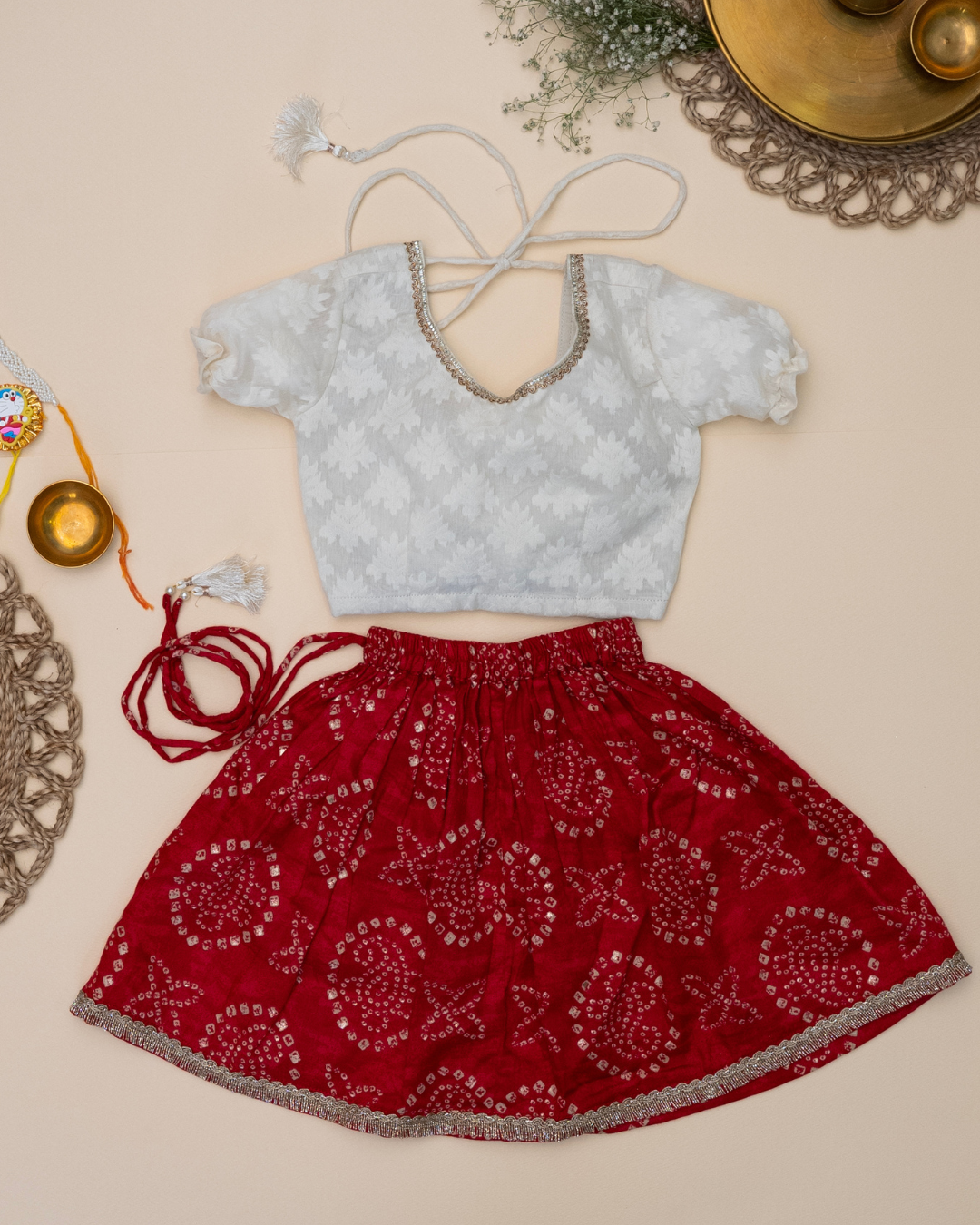 Gul Infants Cherry Red Lehenga Set
