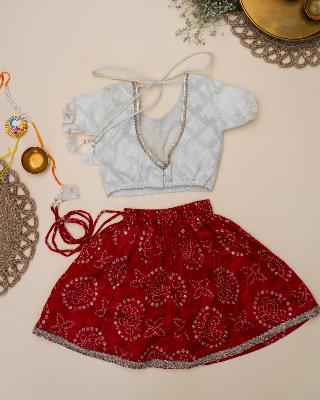 Gul Infants Cherry Red Lehenga Set