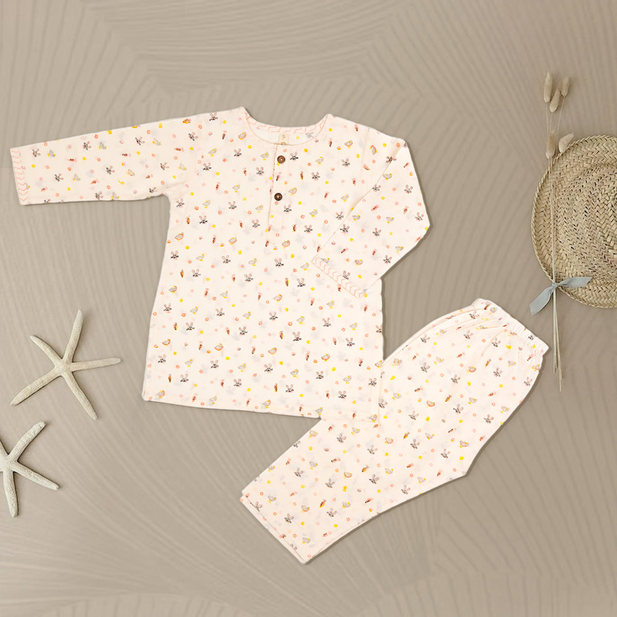 Bunny & Carrot Print Night Dress - Firky