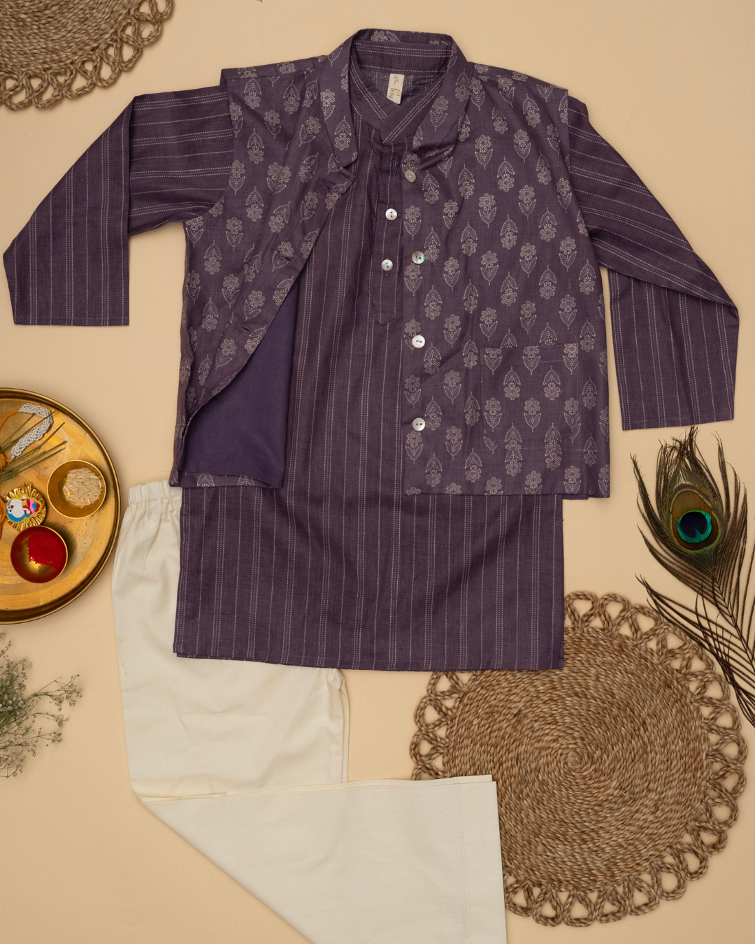 Gul Mauve Kurta Bandi Set