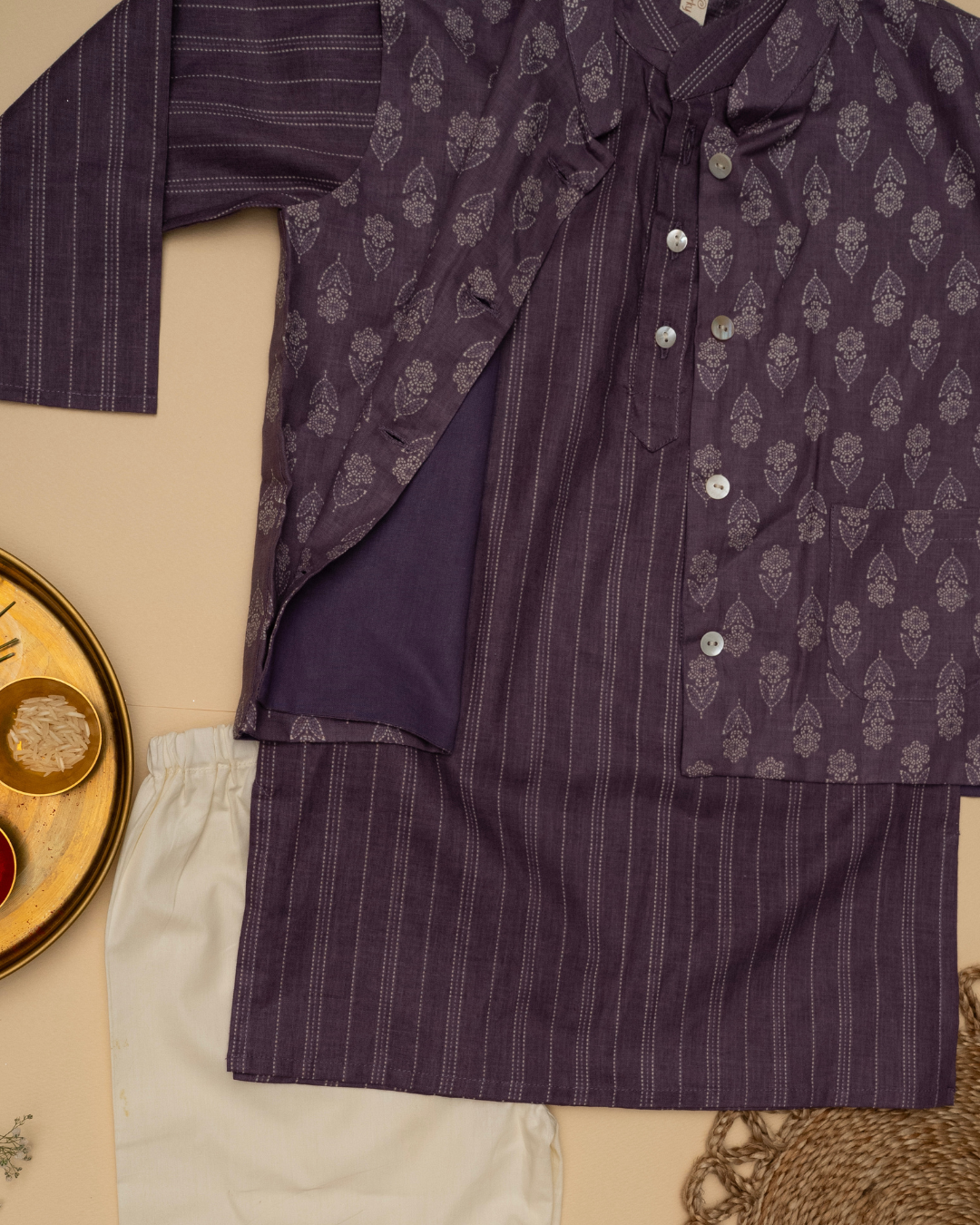 Gul Mauve Kurta Bandi Set