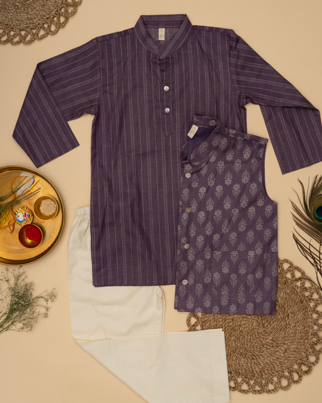 Gul Mauve Kurta Bandi Set
