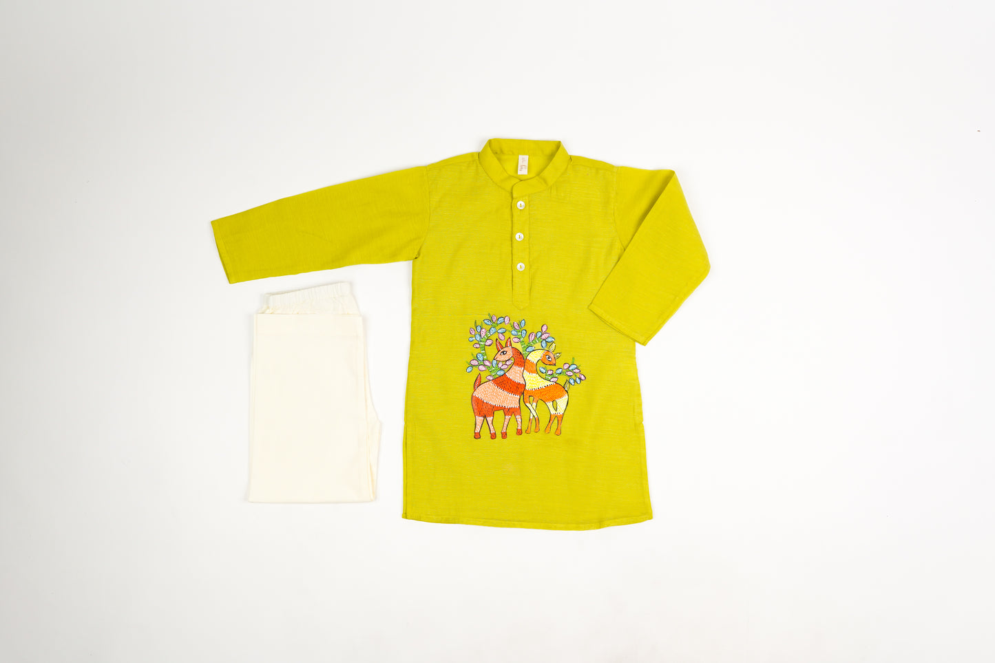 Bhola Hiran Hand Printed Kurta Pajama Set - Firky