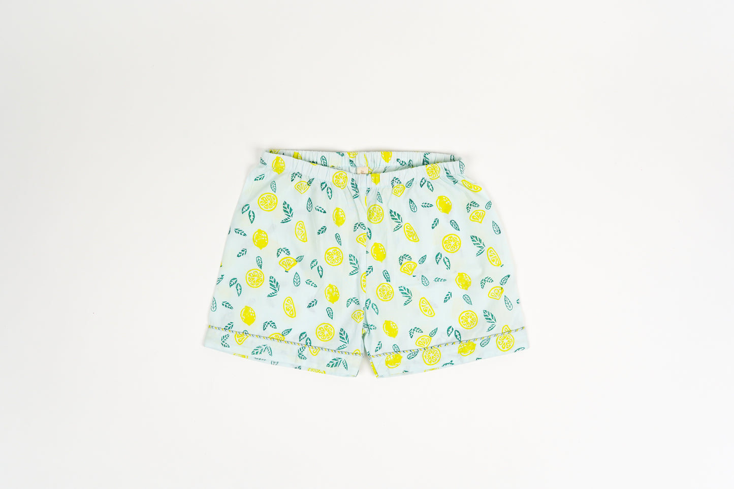 Nimbu Print Notched Collar Night Suit with Shorts - Firky