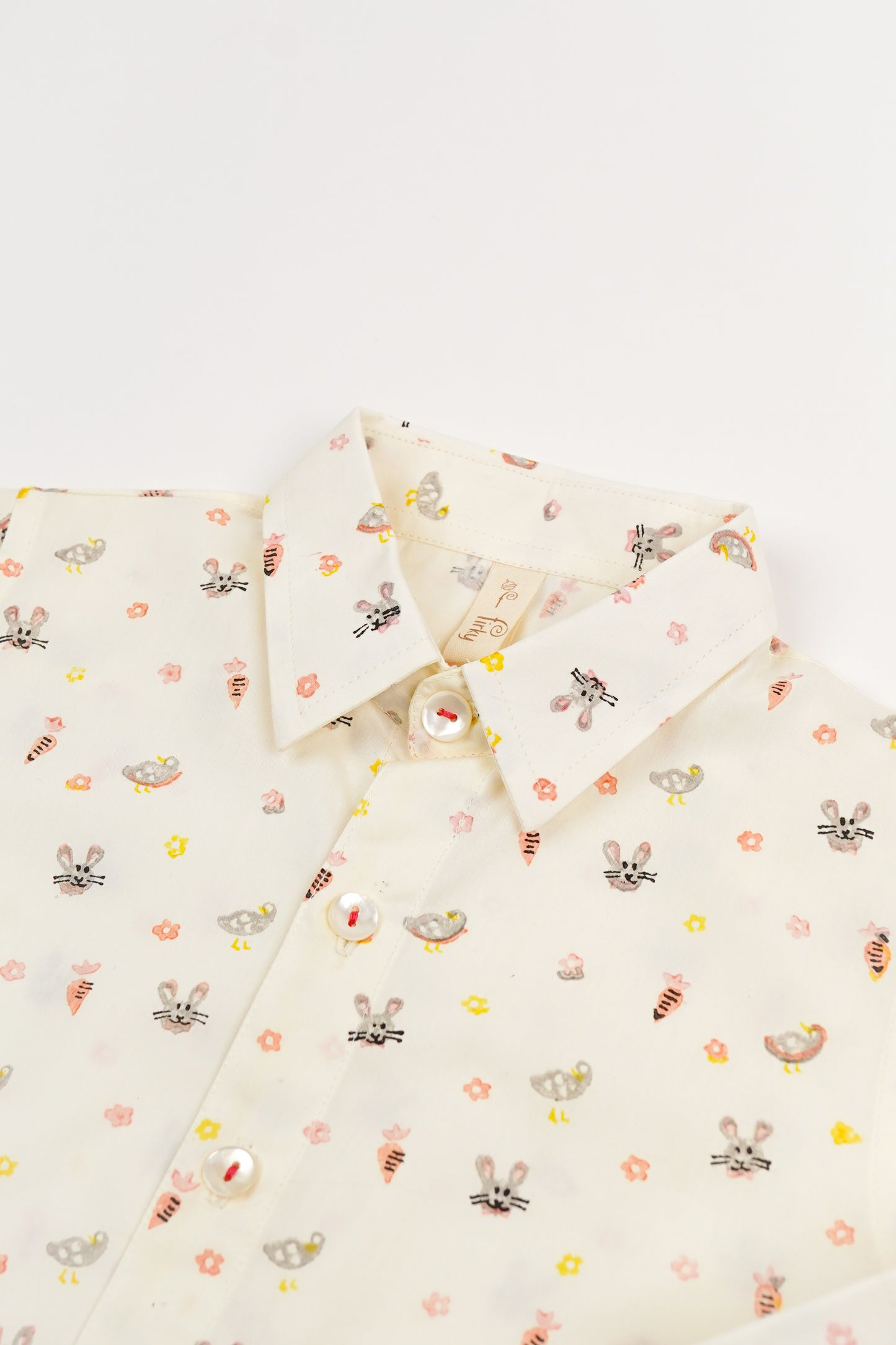 Bunny & Carrot Print Boys Collar Shirt - Firky