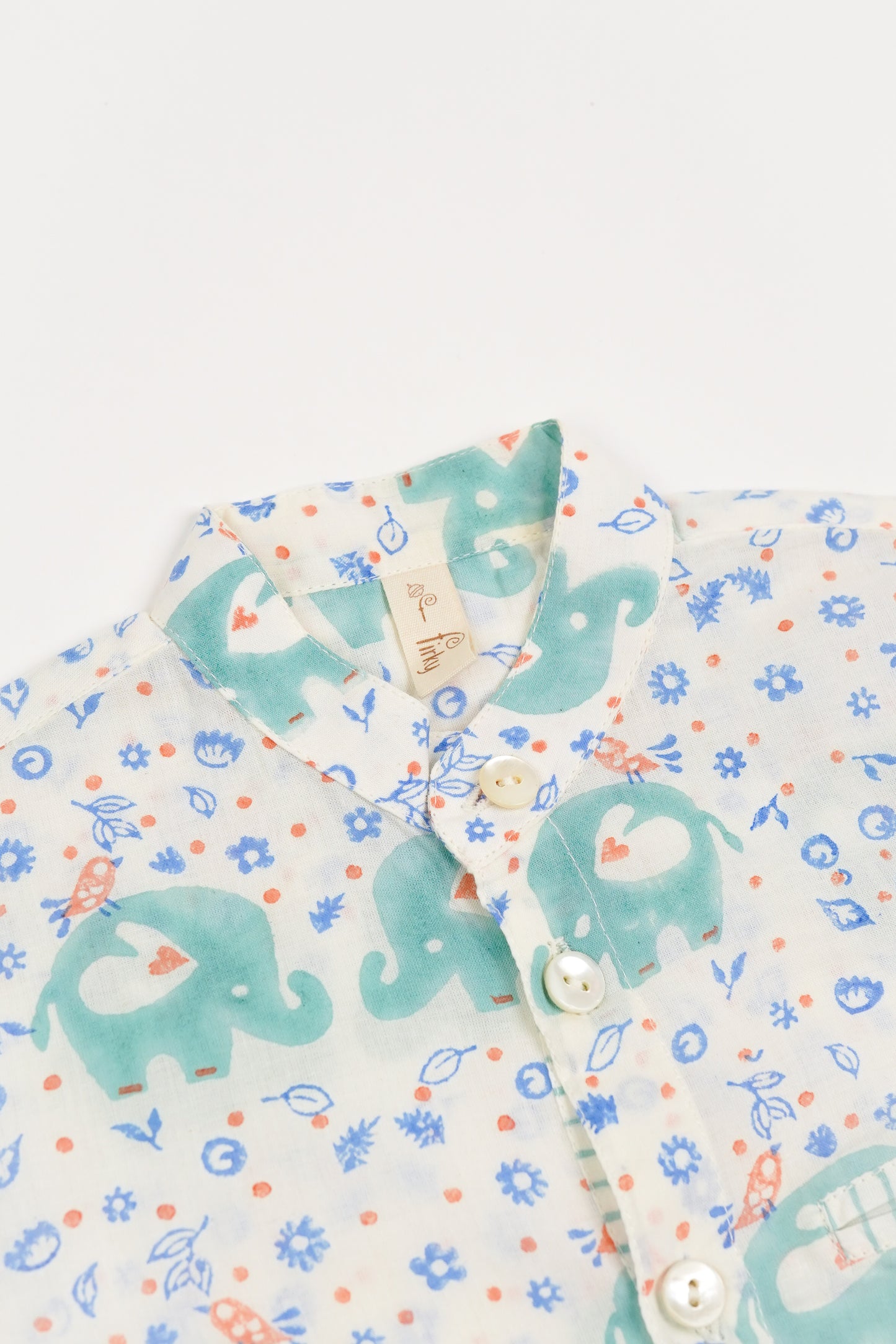 Hathiraja Print Boys Chinese Collar Shirt - Firky