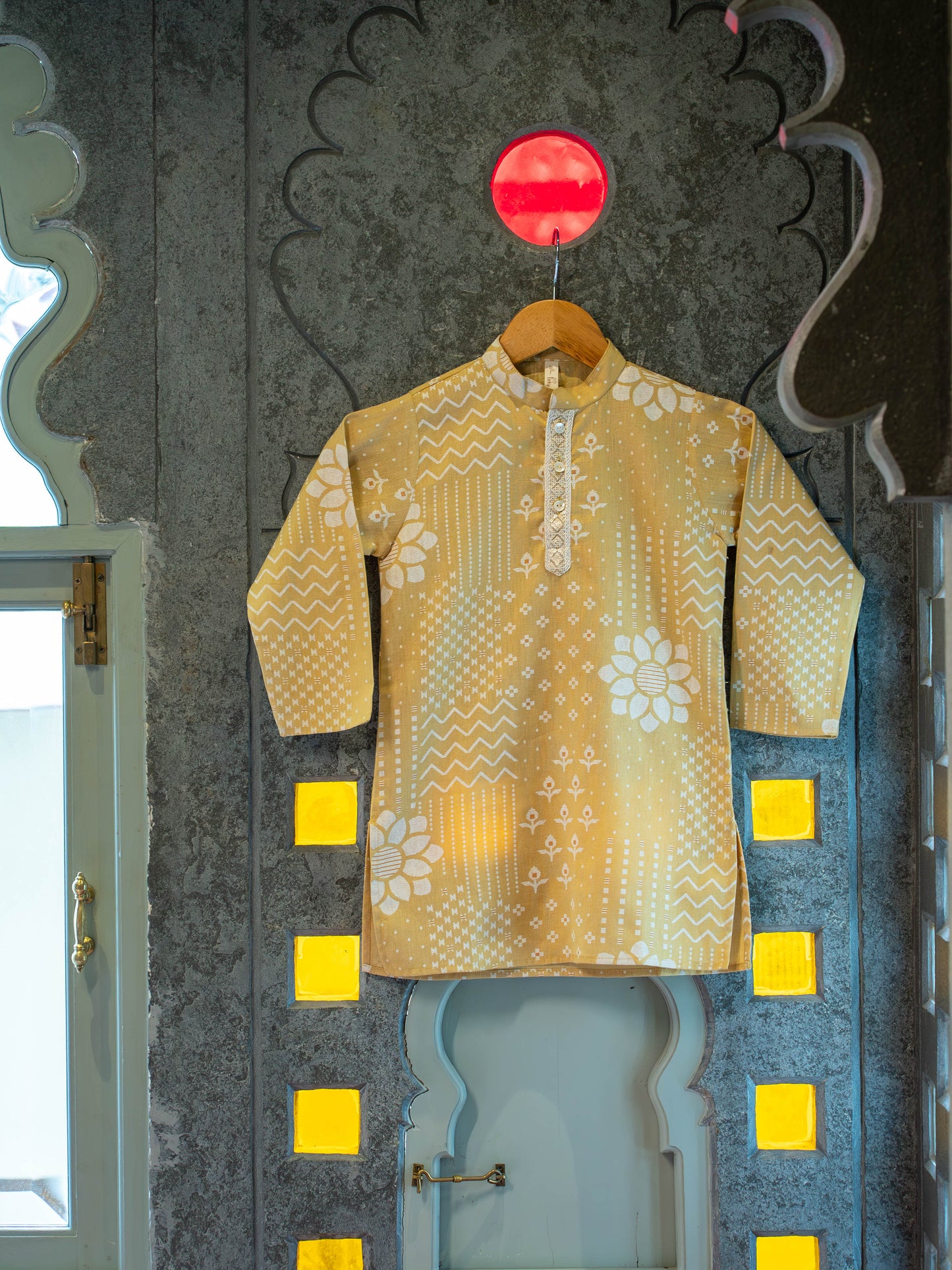 Gulbahar Boys Mustard Kurta Set