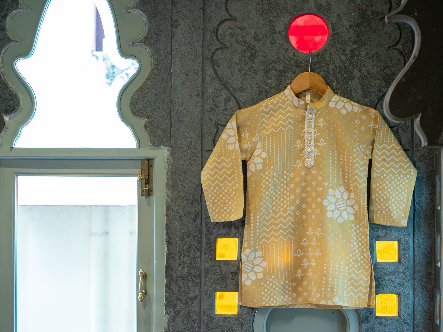 Gulbahar Boys Mustard Kurta Set