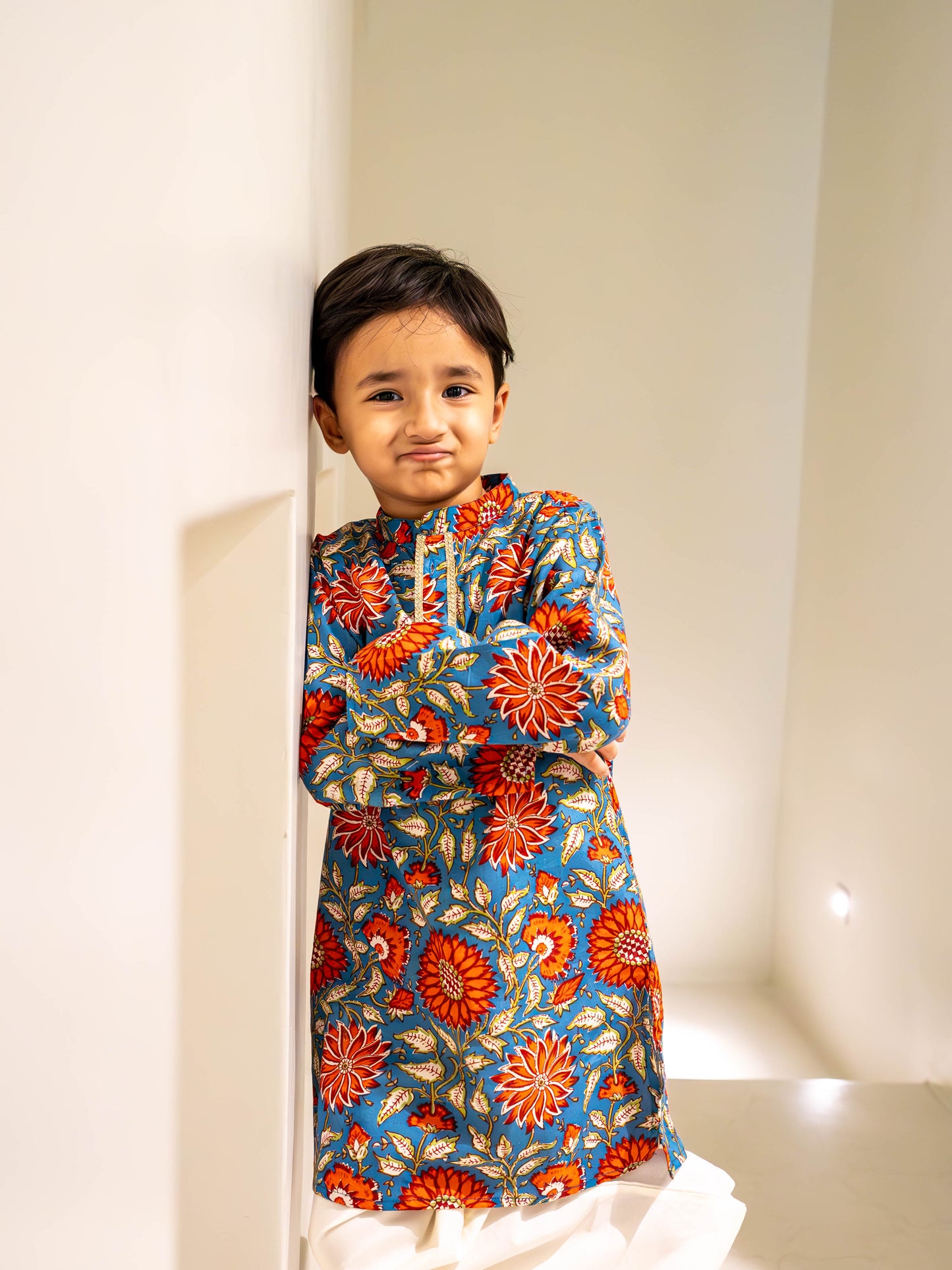 Gulbahar Boys Teal Kurta Set