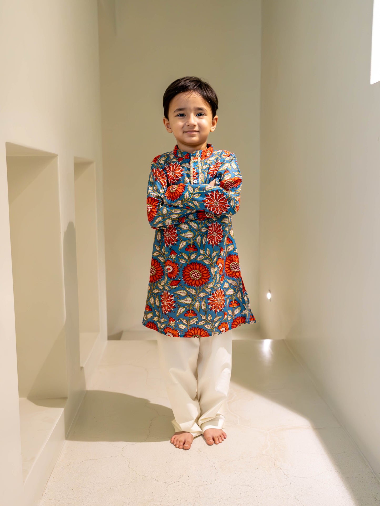Gulbahar Boys Teal Kurta Set
