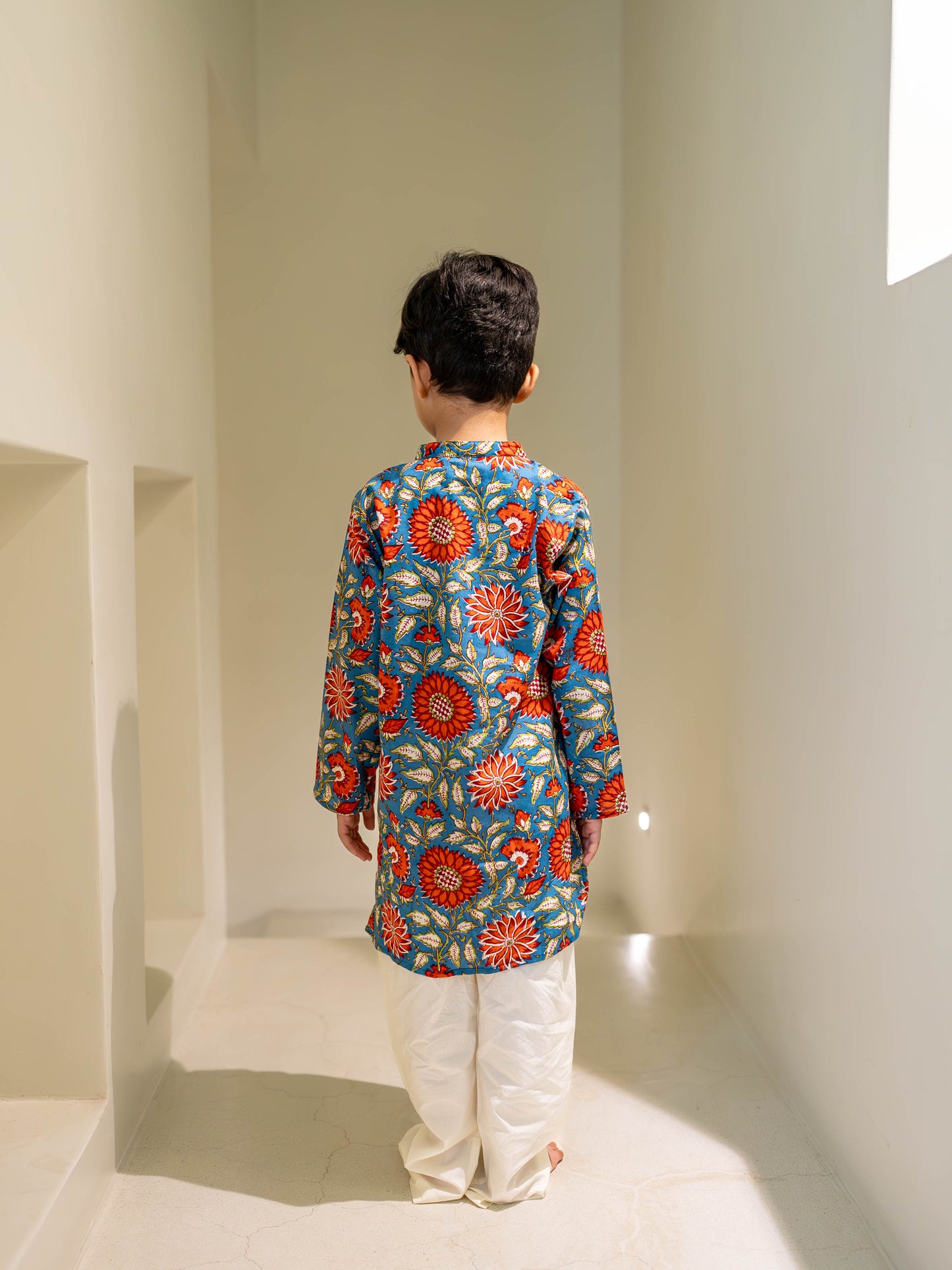 Gulbahar Boys Teal Kurta Set