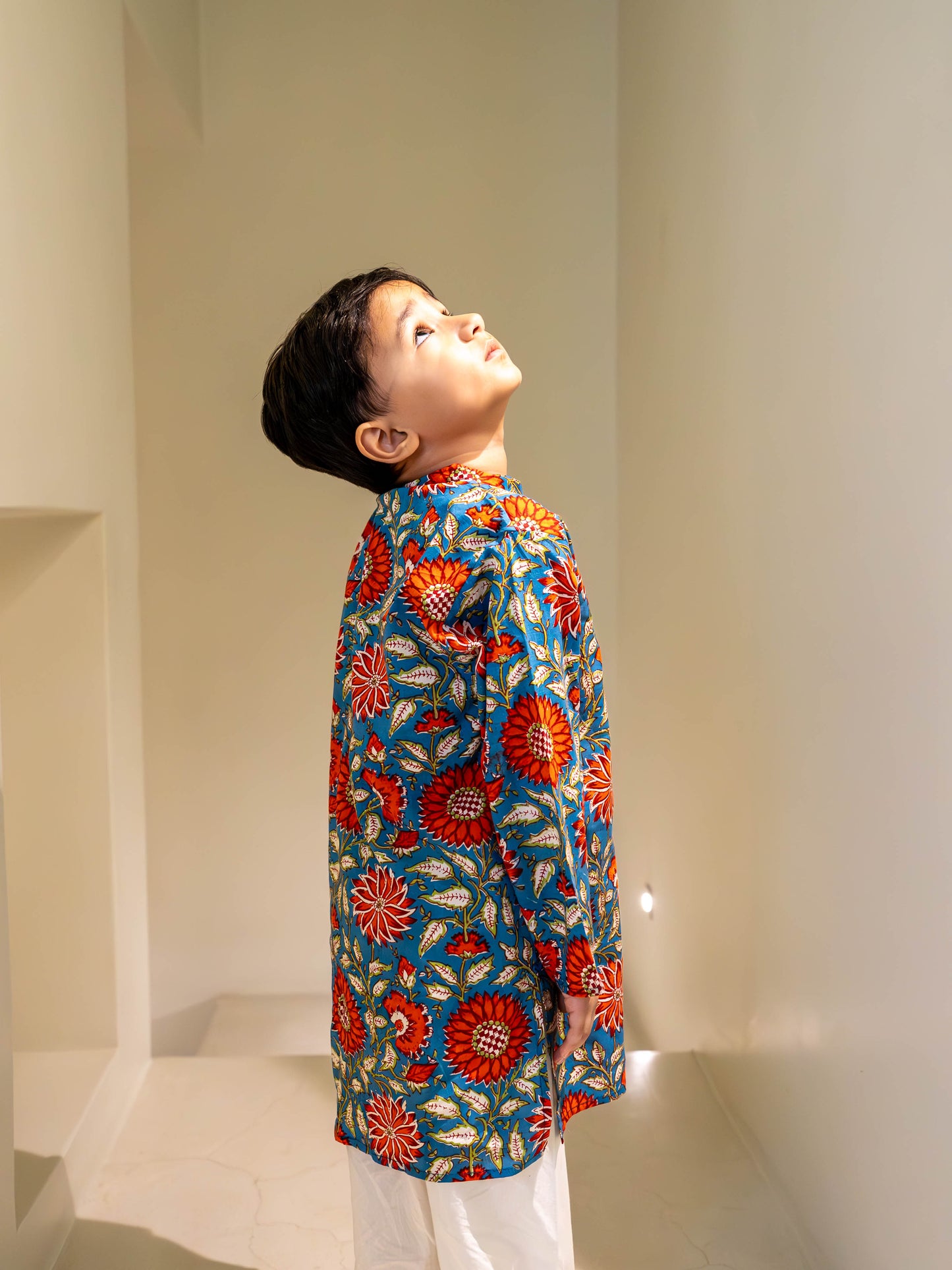 Gulbahar Boys Teal Kurta Set