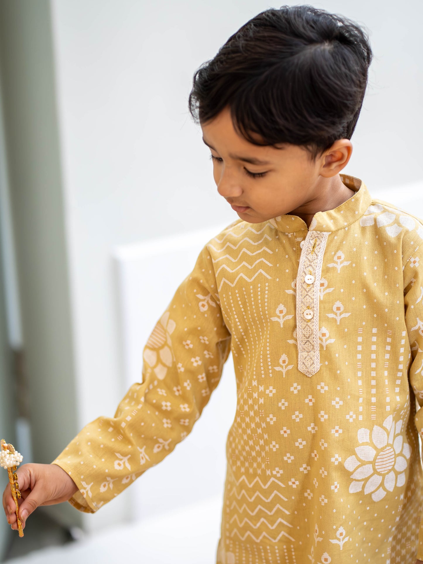 Gulbahar Boys Mustard Kurta Set