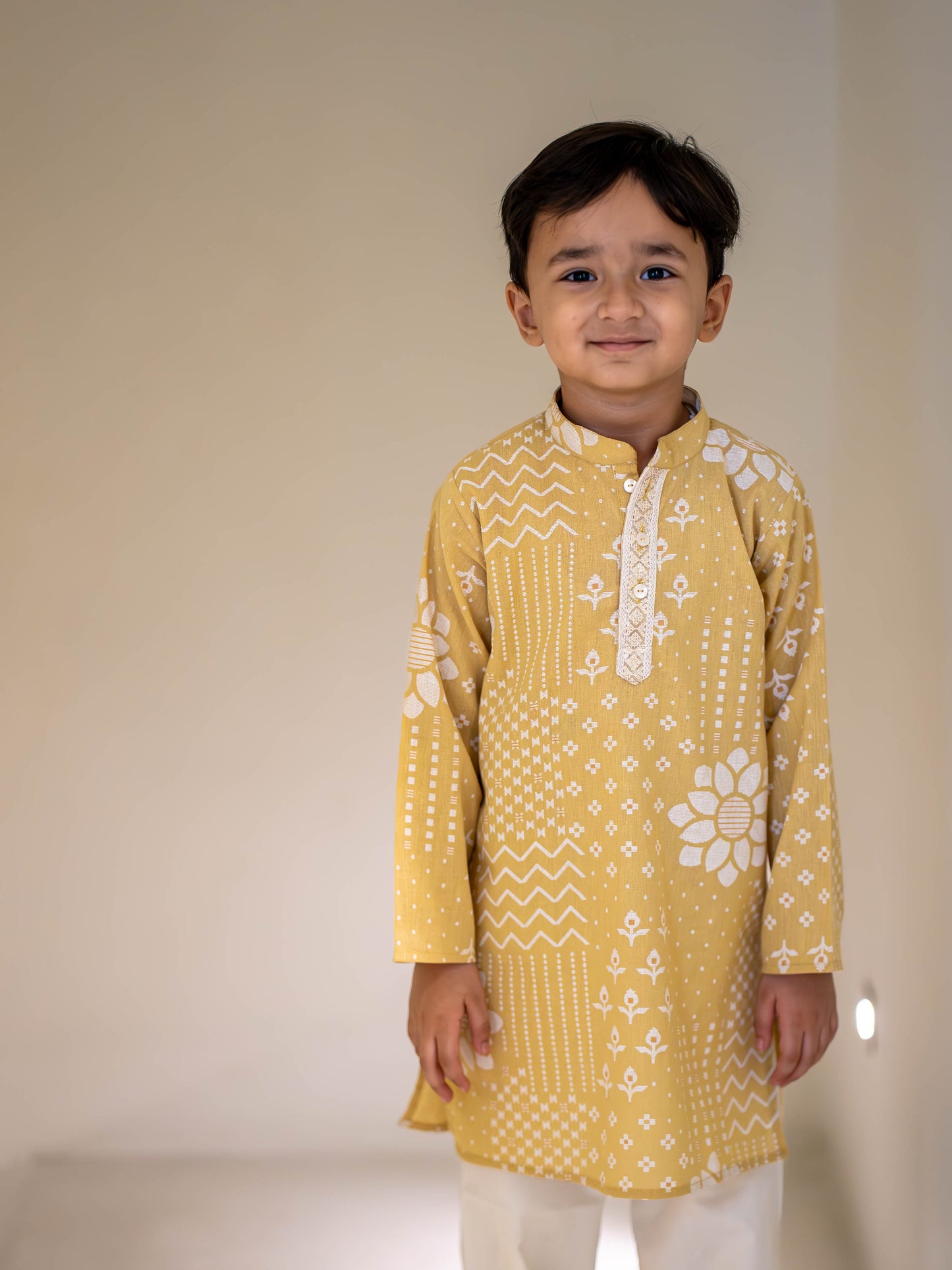 Gulbahar Boys Mustard Kurta Set