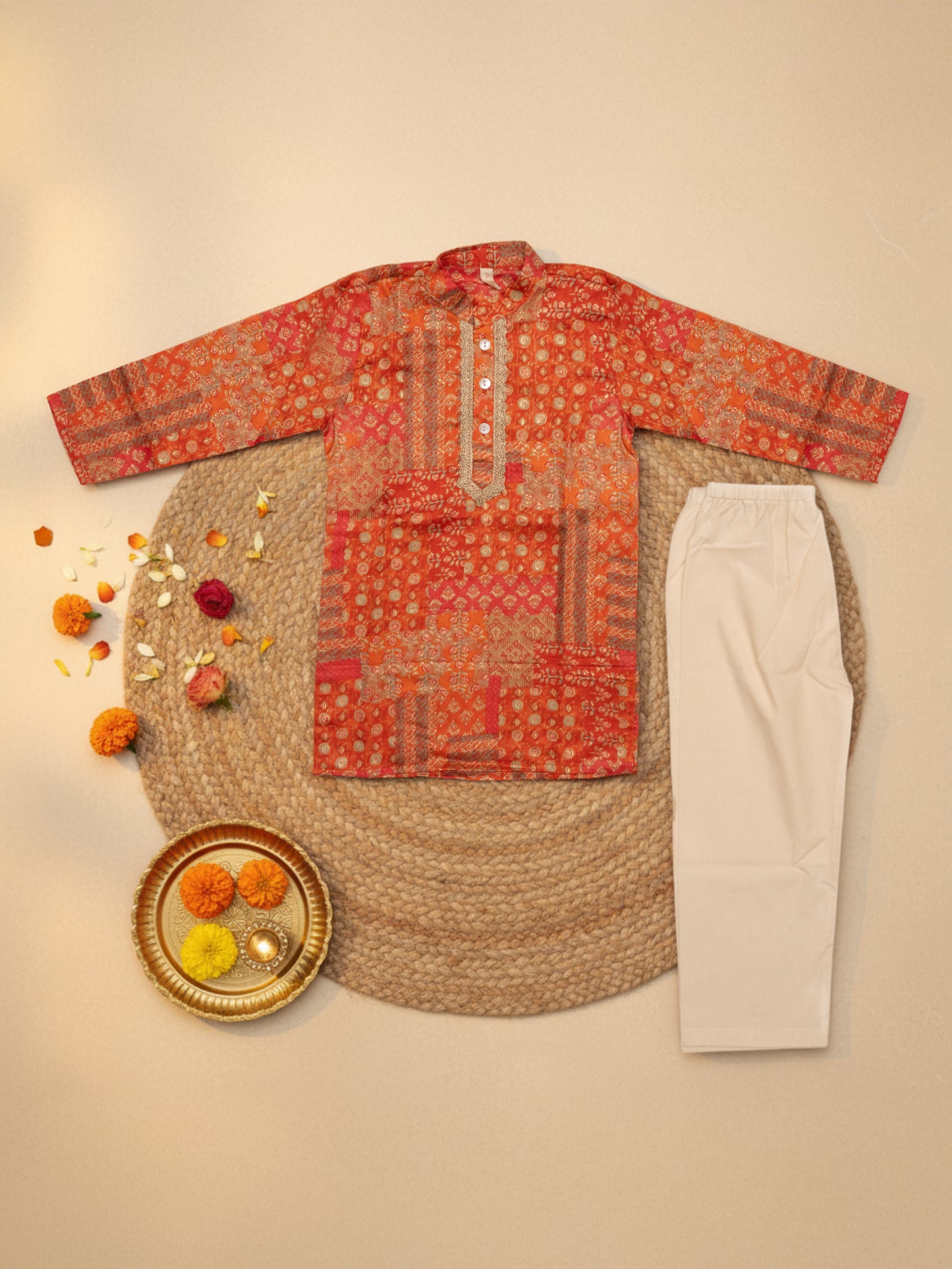 Jugnu Saffron Kurta Set