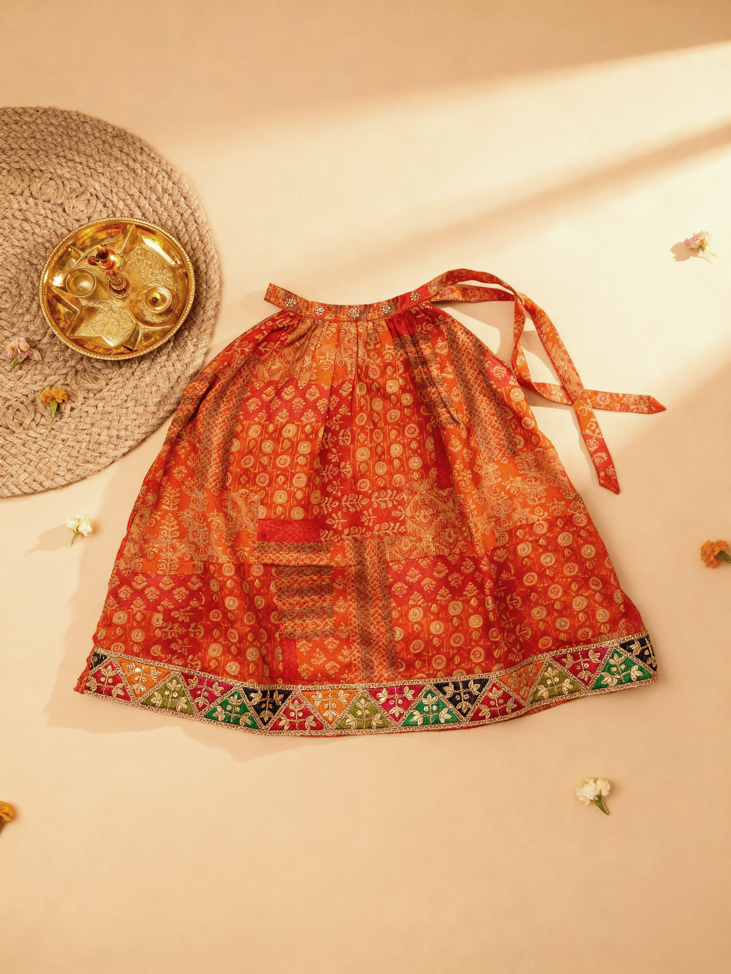 Jugnu Saffron Neck Tie Dress