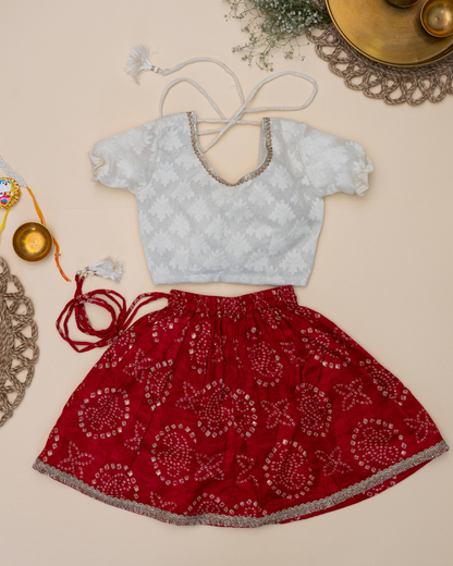 Gul Infants Cherry Red Lehenga Set