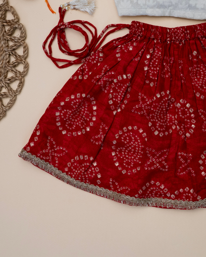 Gul Infants Cherry Red Lehenga Set