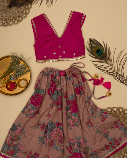 Gul Girls Peach Blossom Lehenga Set