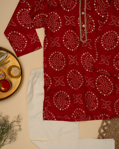 Gul Cherry Red Kurta Set