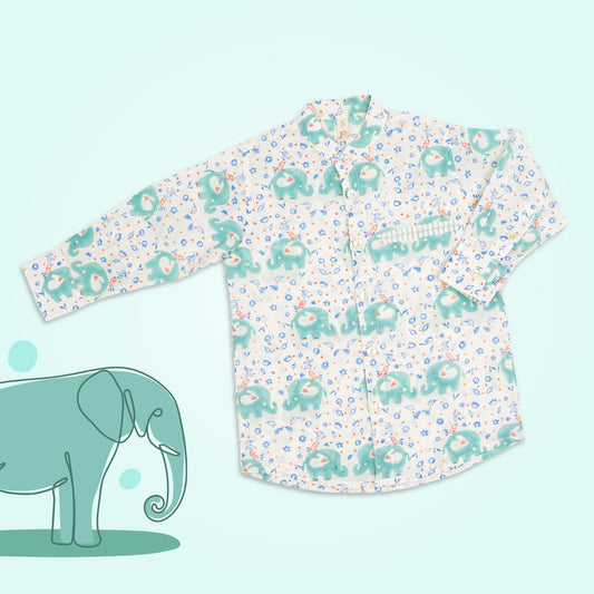 Hathiraja Print Boys Chinese Collar Shirt - Firky