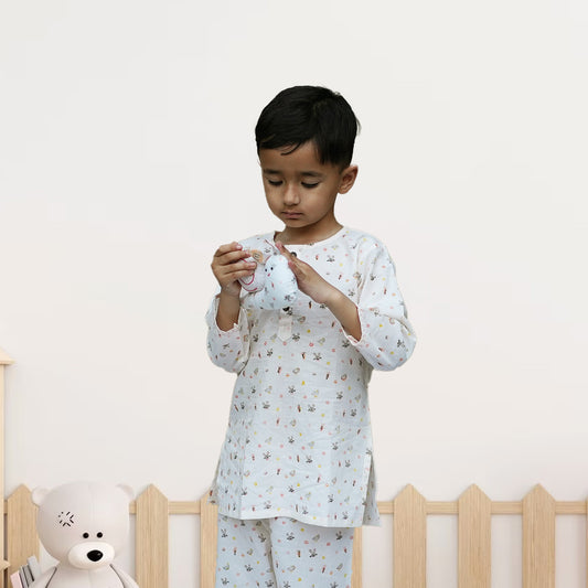 Bunny & Carrot Print Night Dress - Firky
