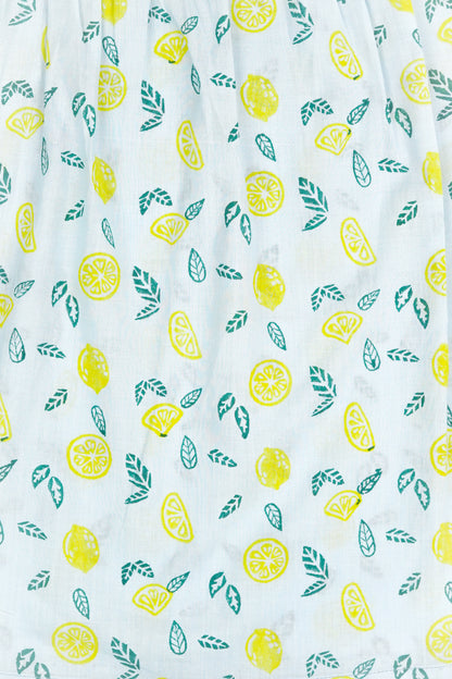 Nimbu Print Flutter Sleeve Dress - Firky