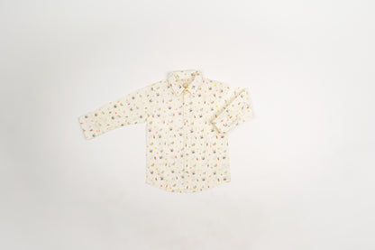 Bunny & Carrot Print Boys Collar Shirt - Firky