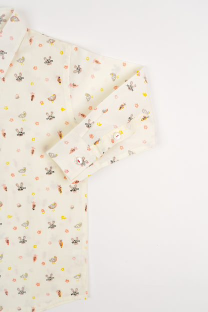 Bunny & Carrot Print Boys Collar Shirt - Firky