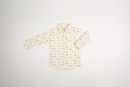 Bunny & Carrot Print Boys Collar Shirt - Firky