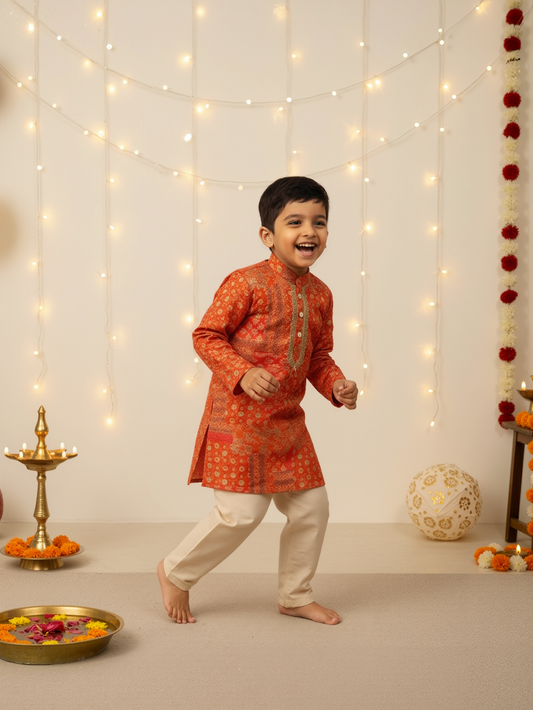 Jugnu Saffron Kurta Set