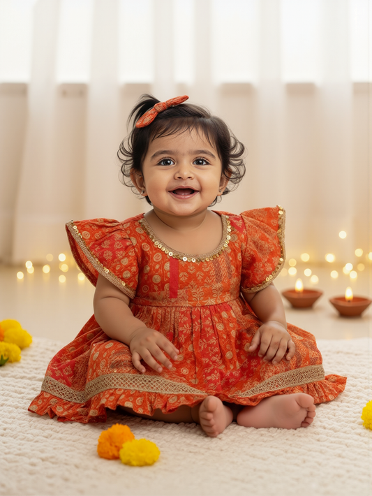 Jugnu Infant Safforn Dress