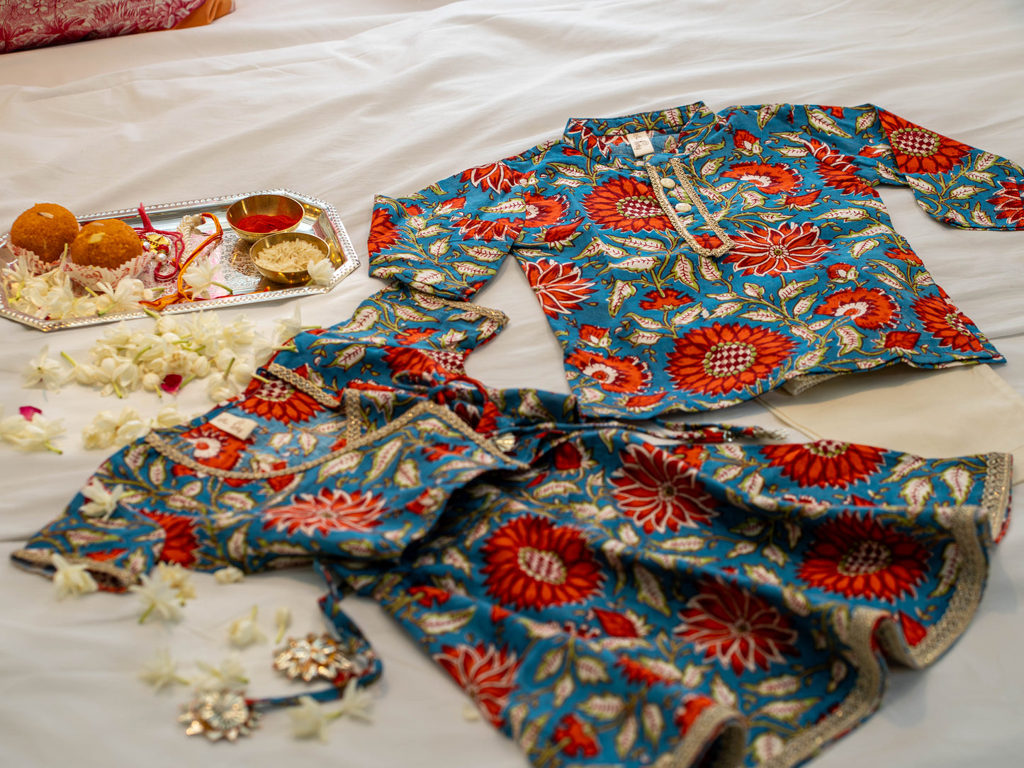Gulabahar Infant Boys Teal Kurta Set