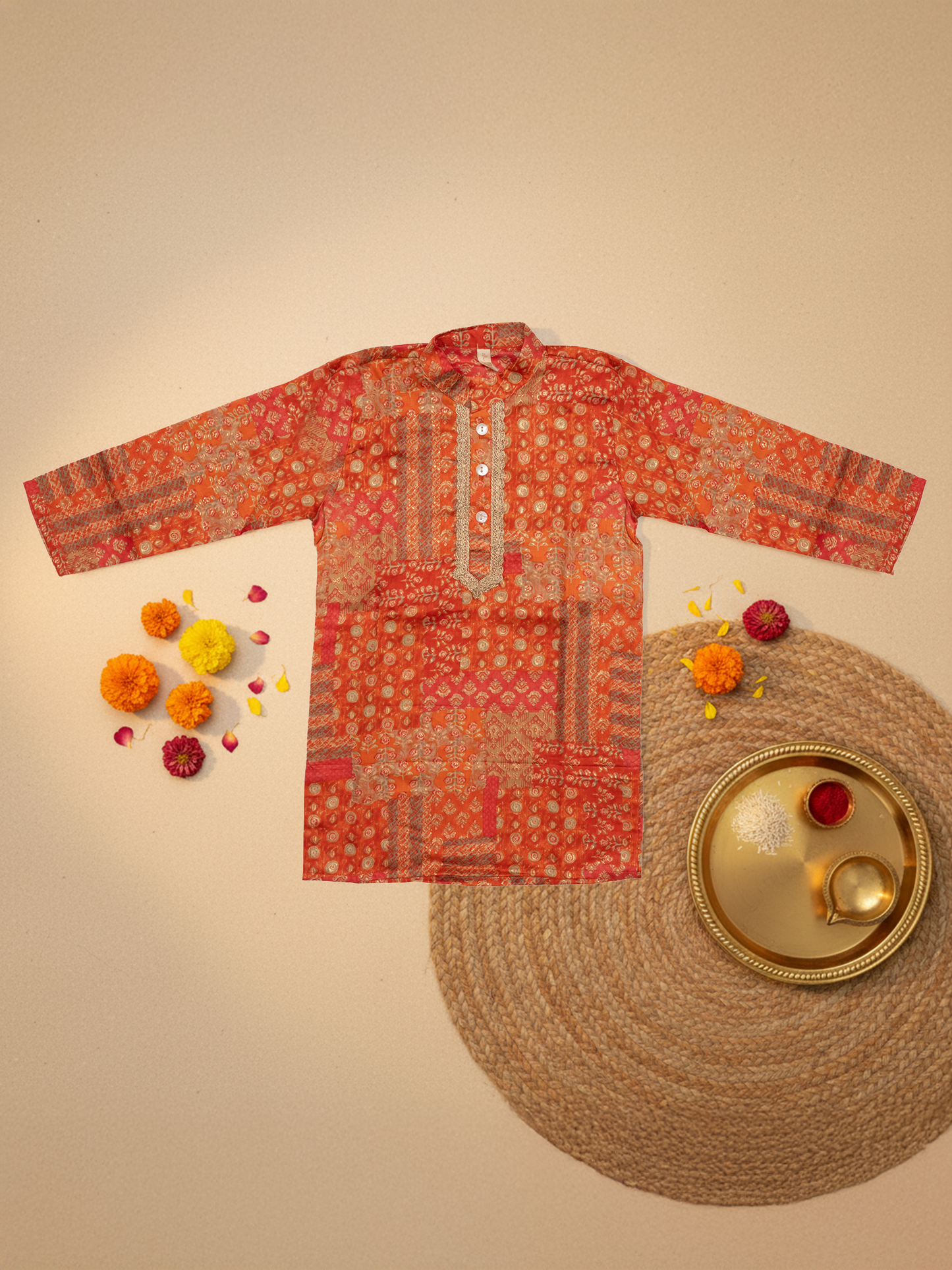 Jugnu Saffron Kurta Set